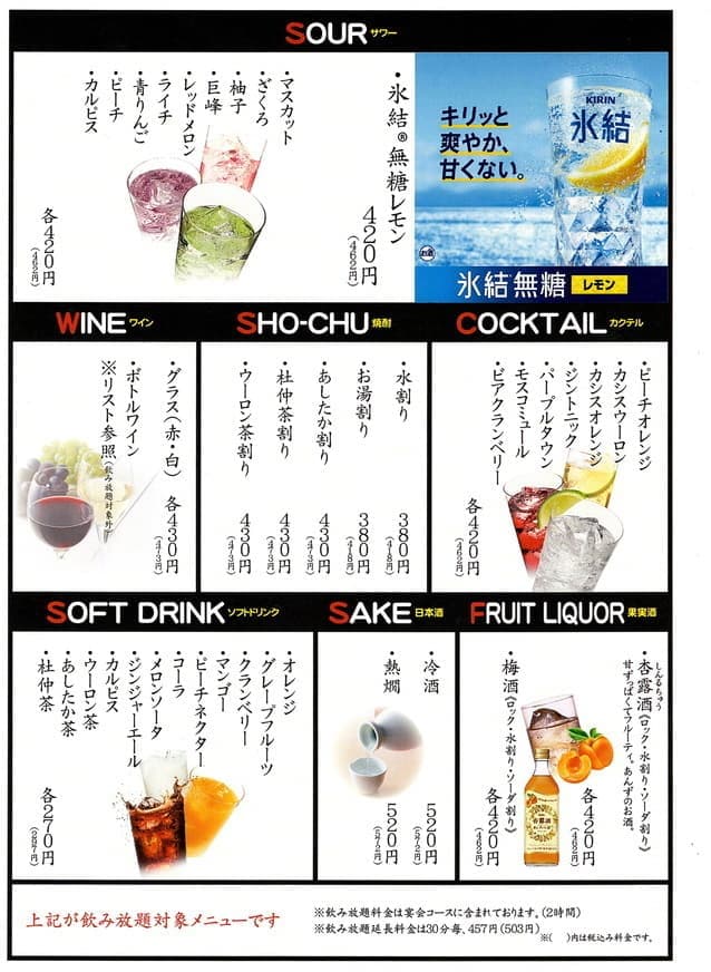 焼とりてっちゃんのドリンクメニュー表（サワー）｜三島駅近・長泉店・裾野店